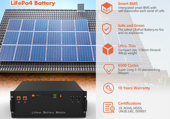 Rack Mount Lithium Ion Battery 48V 100ah 6500 Cycle For Home Energy Storage