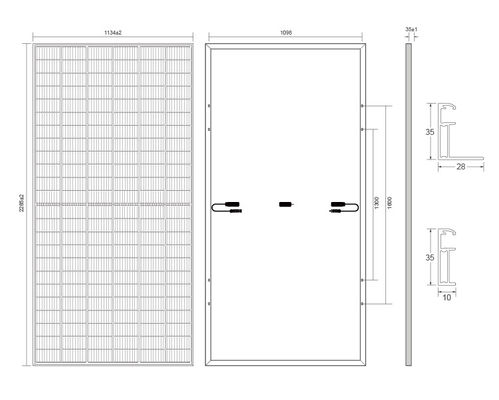 500W 550W Bifacial Photovoltaic Panels 48V Solar Bifacial PV Panels