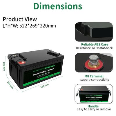 LFP 24v 200ah Lifepo4 Battery Black For Home Appliances Solar Energy Storage System